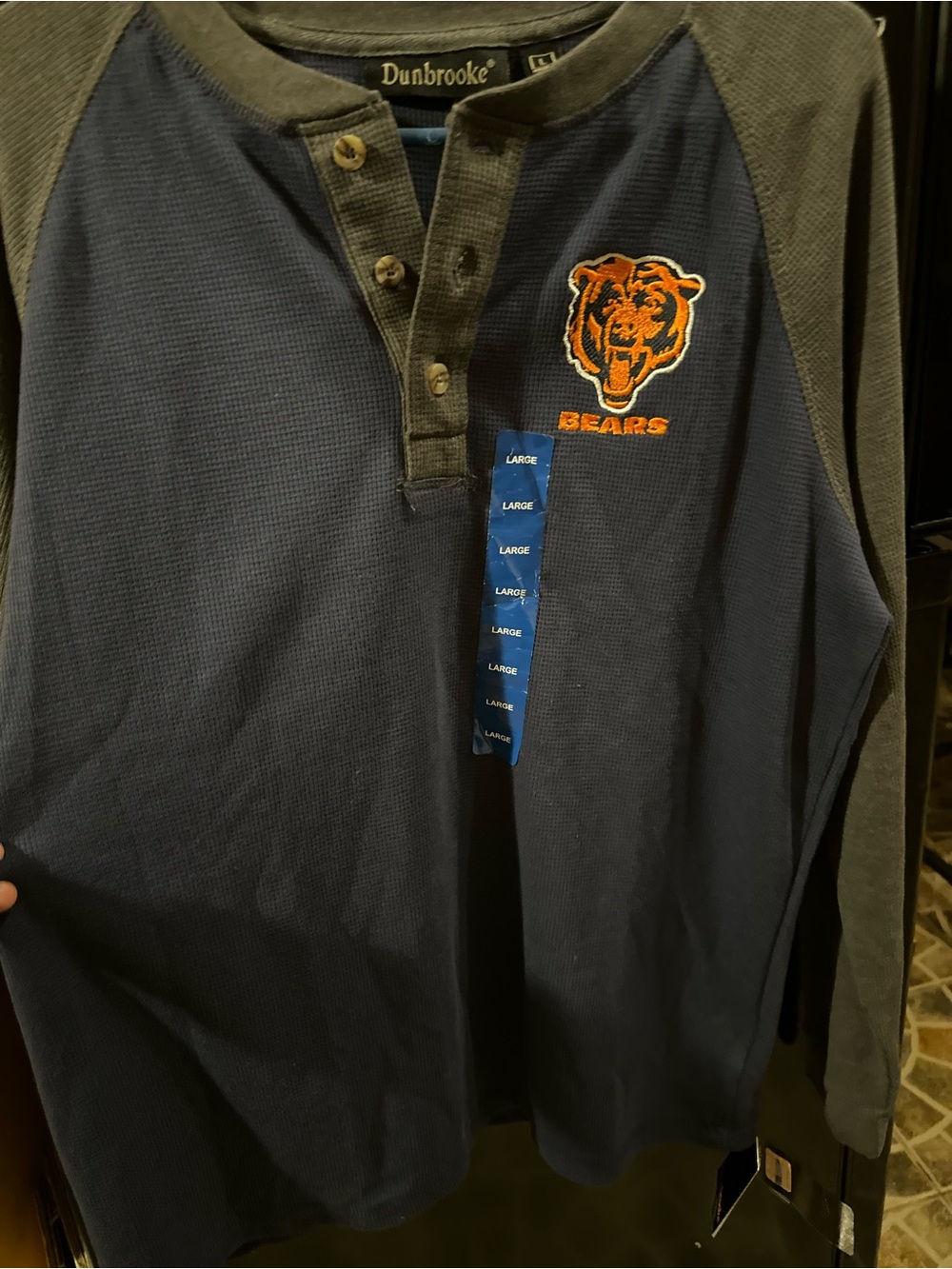 NFL Navy and Gray Chicago Bears Henley Waffle Knit Long Sleeve